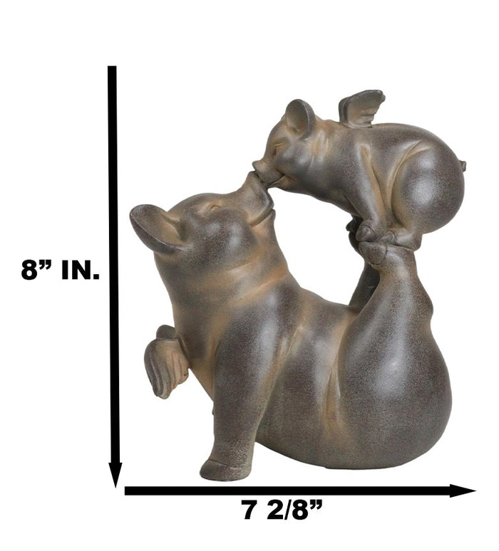 Rustic Hog Heavens Angel Wings Mother Pig Snout Kissing Baby Piglet Figurine