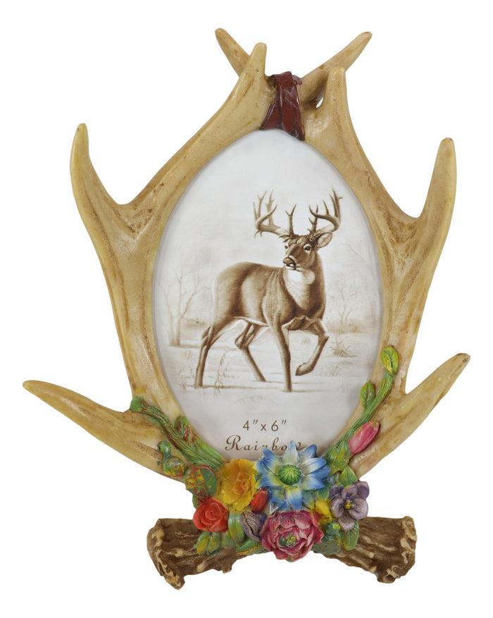 Rustic Intertwined Stag Deer Antlers Desktop Or Wall Picture Frame 4"X6" Photo
