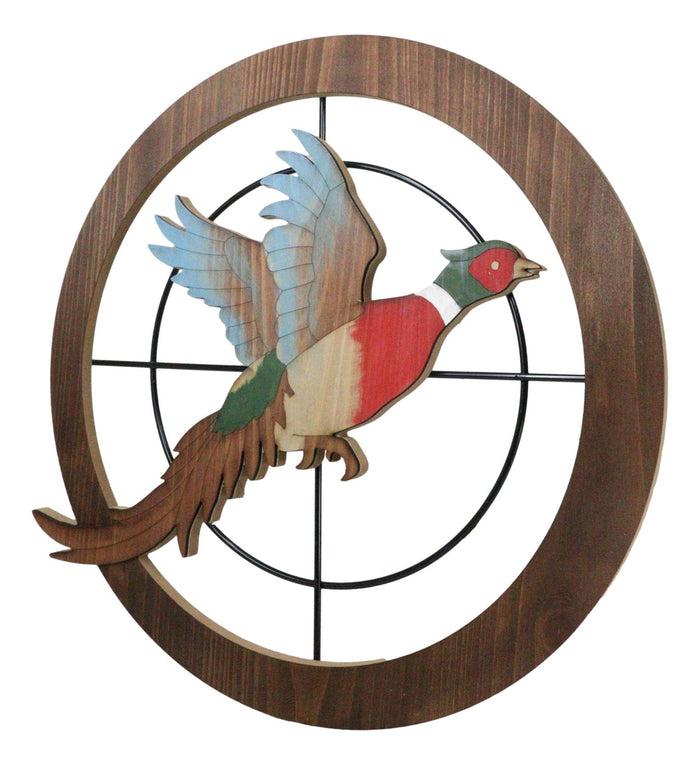 Rustic Pheasant Bird Hunting In Scope Crosshairs Hunting MDF Wood Wall Decor