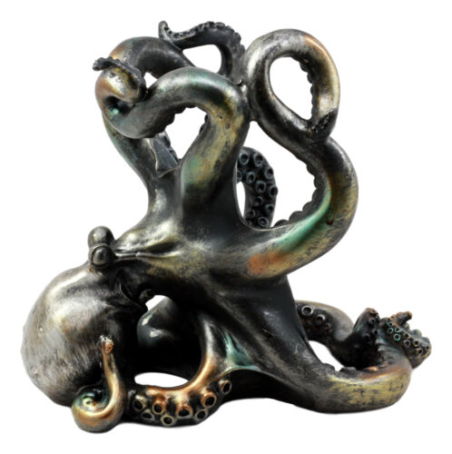 Rustic Silver Octopus Wine Holder 7.5 Inch Tall Tabletop Bar Counter Figurine