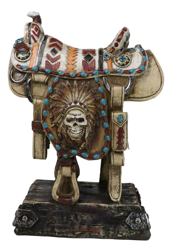 Rustic Southwest Indian Chieftain Roach Skull Cowboy Horse Saddle Figurine Rustic Southwest Indian Chieftain Roach Skull Cowboy Horse Saddle Figurine