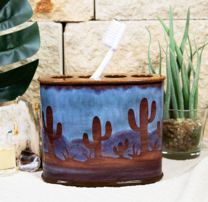 Rustic Southwestern Desert Cactus Arizona Wilderness 5 Piece Powder Bathroom Set