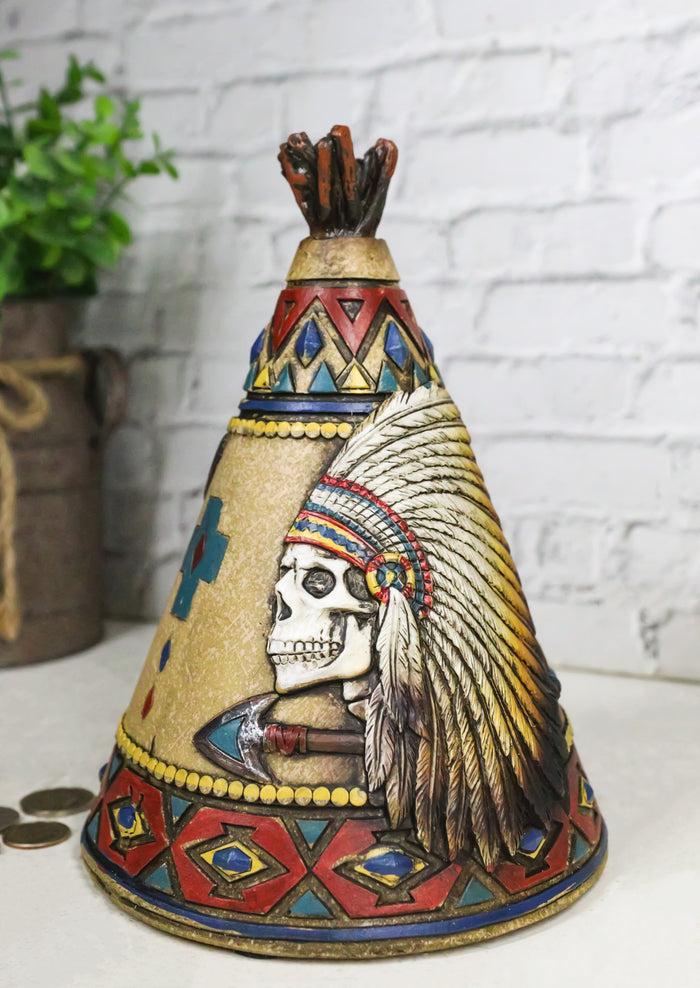 Rustic Southwestern Indian Chief Crossed Arrows Teepee Hut Skull Money Bank Rustic Southwestern Indian Chief Crossed Arrows Teepee Hut Skull Money Bank