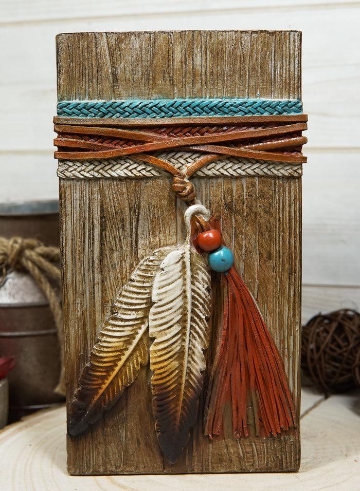 Rustic Southwestern Indian Dreamcatcher Eagle Feathers And Beads Floral Vase