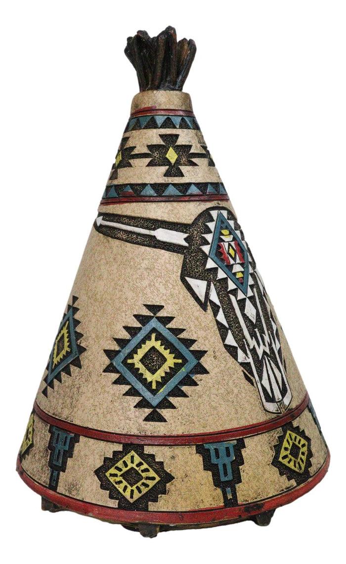 Rustic Southwestern Indian Teepee Hut With Aztec Cow Skull Money Coin Piggy Bank