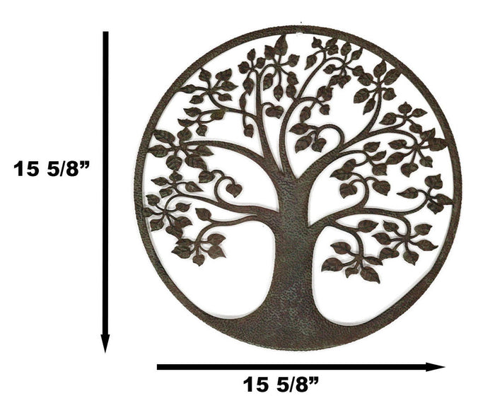 Rustic Verdigris 15.75"D Celtic Tree Of Life Yggdrasil Circle Metal Wall Decor