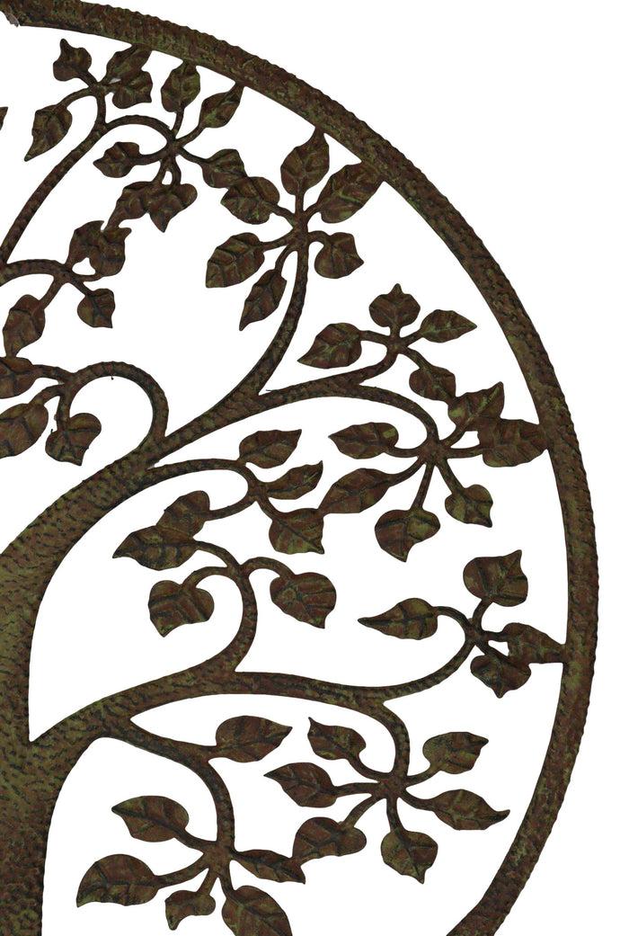 Rustic Verdigris 15.75"D Celtic Tree Of Life Yggdrasil Circle Metal Wall Decor