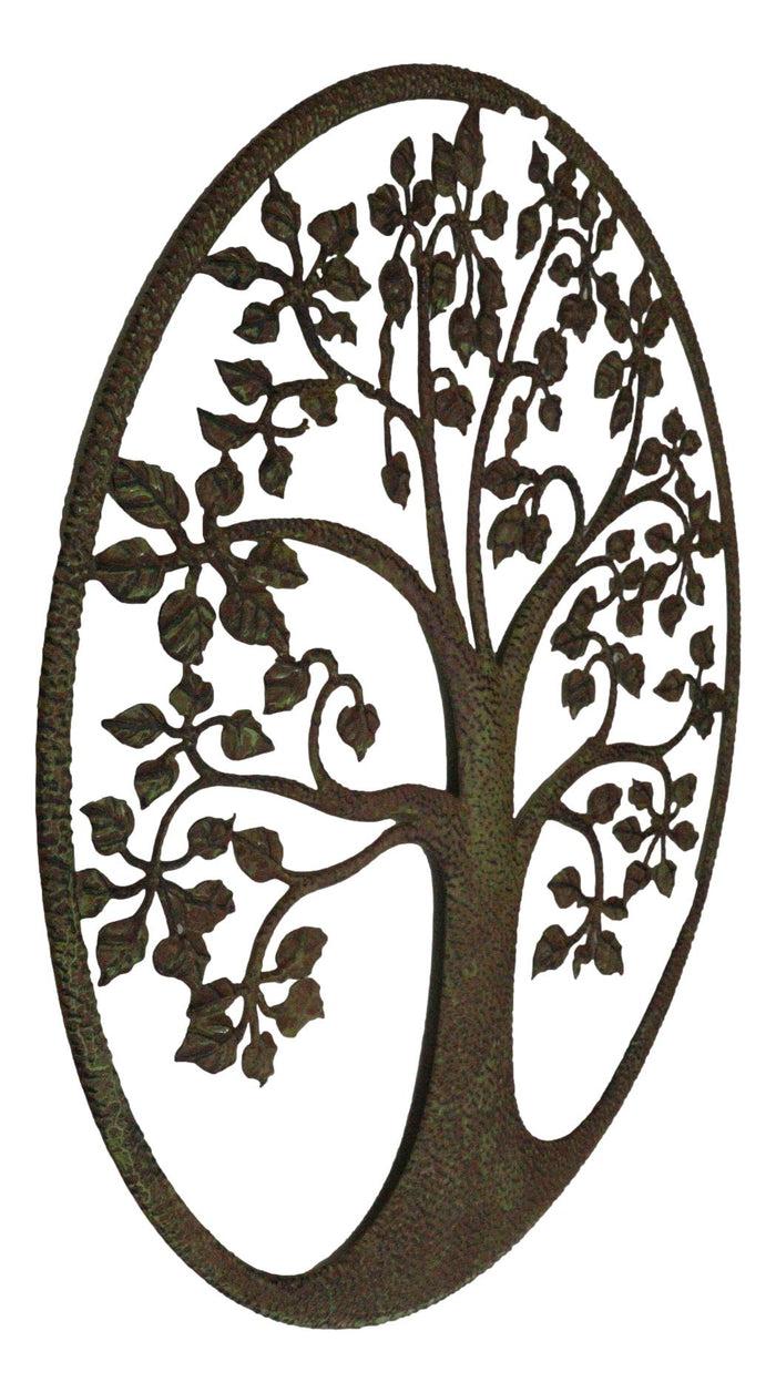 Rustic Verdigris 15.75"D Celtic Tree Of Life Yggdrasil Circle Metal Wall Decor