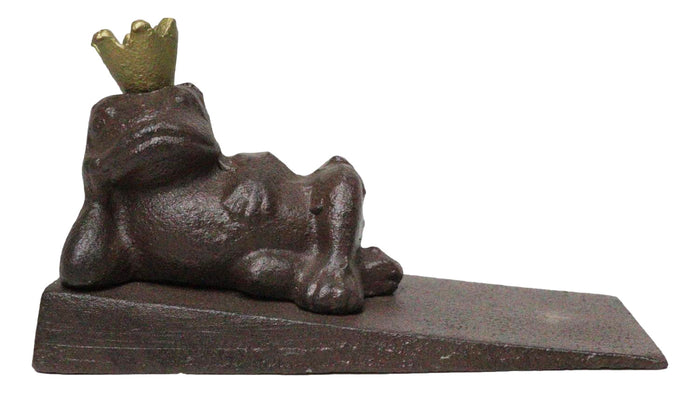 Rustic Vintage Cast Iron Frog King With Crown Decorative Door Wedge Stopper Rustic Vintage Cast Iron Frog King With Crown Decorative Door Wedge Stopper