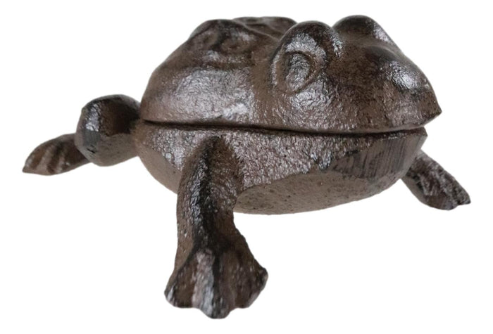 Rustic Vintage Cast Iron Garden Frog Toad Decorative Key Box Small Figurine