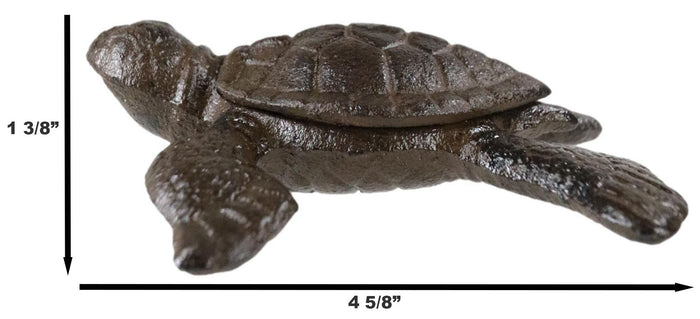 Rustic Vintage Cast Iron Giant Sea Turtle Decorative Key Box Small Figurine
