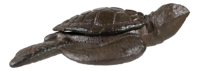 Rustic Vintage Cast Iron Giant Sea Turtle Decorative Key Box Small Figurine