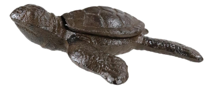 Rustic Vintage Cast Iron Giant Sea Turtle Decorative Key Box Small Figurine