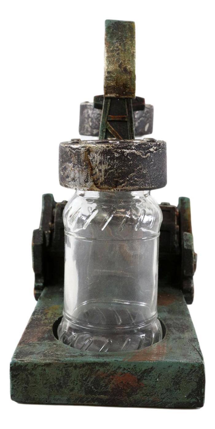 Rustic Vintage Oil Derrick Rig Pump Glass Salt And Pepper Shakers Holder Decor