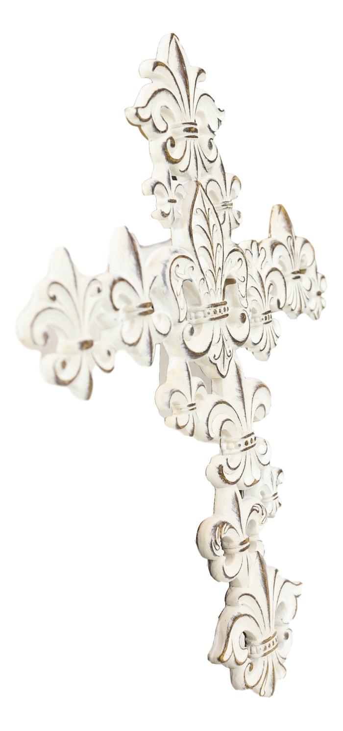 Rustic Vintage Southwestern Tuscan Fleur De Lis Filigree Scroll Art Wall Cross