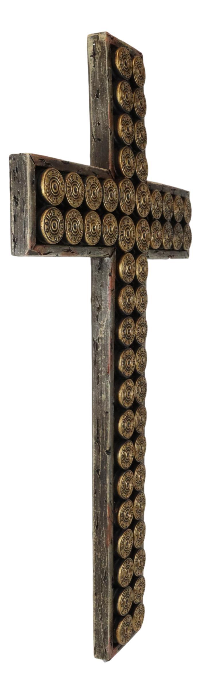 Rustic Western 12 Gauge Shotgun Bullet Shell Casings In Crate Decor Wall Cross