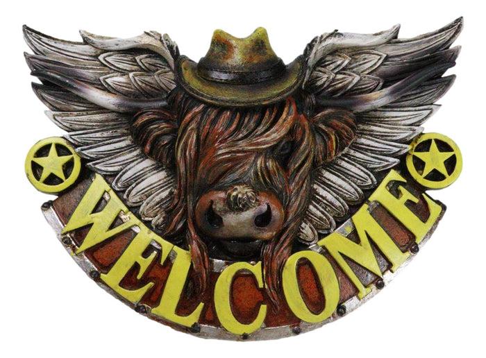 Rustic Western Angel Winged Cowboy Hat Cow Country Welcome Sign Wall Decor Rustic Western Angel Winged Cowboy Hat Cow Country Welcome Sign Wall Decor