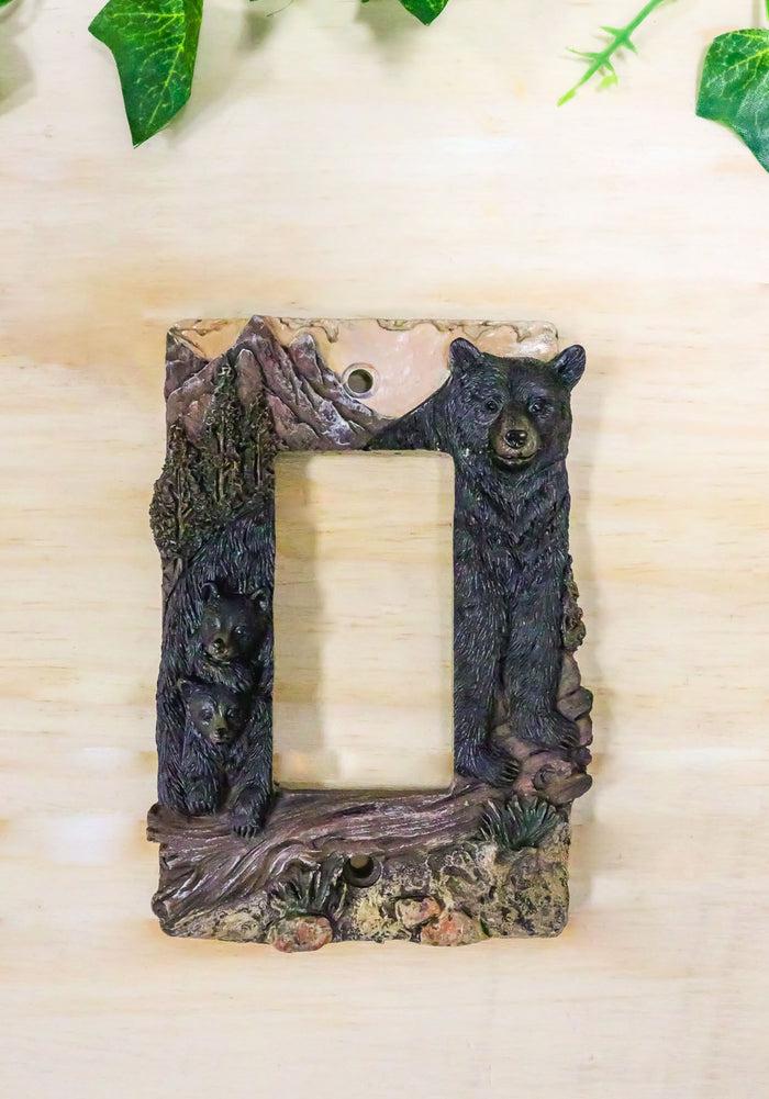 Rustic Western Bear And Cubs Single Gang Rocker Switch Plate Cover Set Of 2