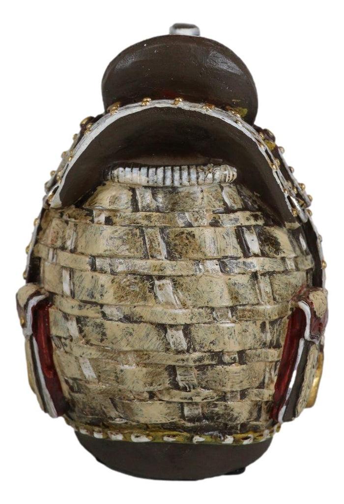 Rustic Western Brown Cowboy Horse Saddle Floral Wicker Design Coin Piggy Bank