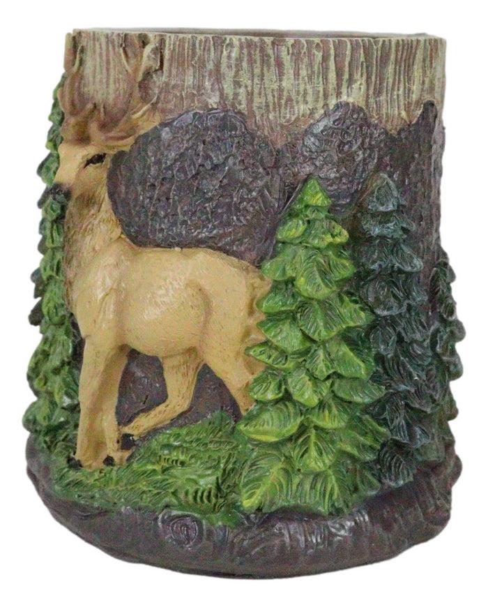 Rustic Western Buck Stag Deer By Green Forest Trees Stationery Pen Brush Holder