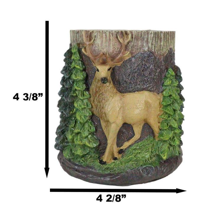 Rustic Western Buck Stag Deer By Green Forest Trees Stationery Pen Brush Holder