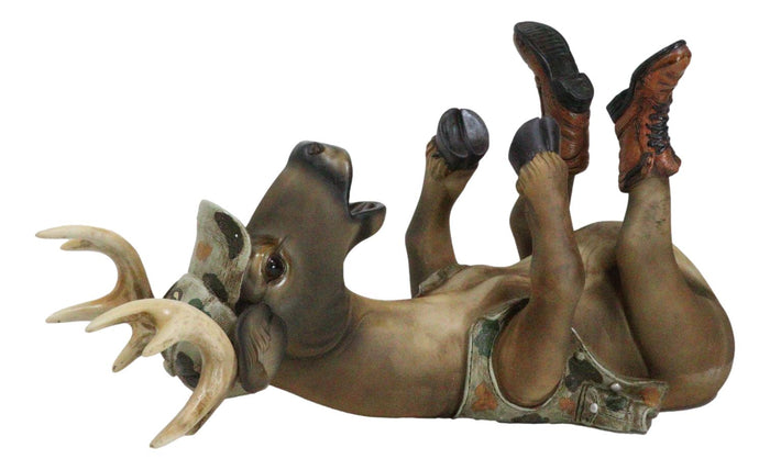Rustic Western Camo Geared Hunter Buck Stag Deer Wine Holder Large 19"L Figurine