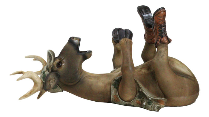 Rustic Western Camo Geared Hunter Buck Stag Deer Wine Holder Large 19"L Figurine