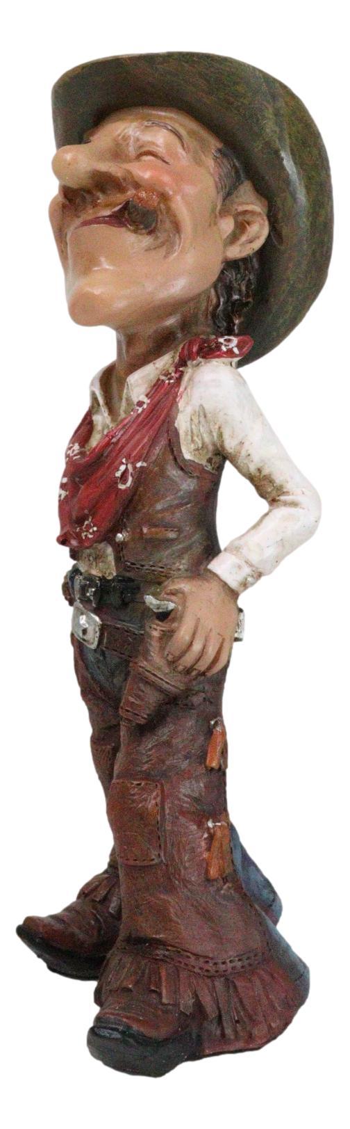 Rustic Western Cartoon Cowboy With Hat Gun Rope Saddle Smoking Cigar Figurine
