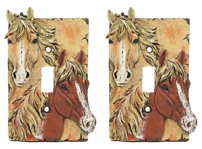 Rustic Western Chestnut Palomino Horses Single Toggle Switch Plate Cover 2pc Set