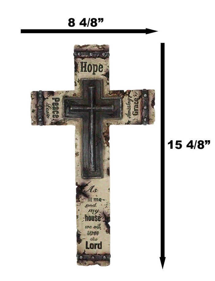 Rustic Western Christian Love Hope Peace Amazing Grace Bible Verse Wall Cross