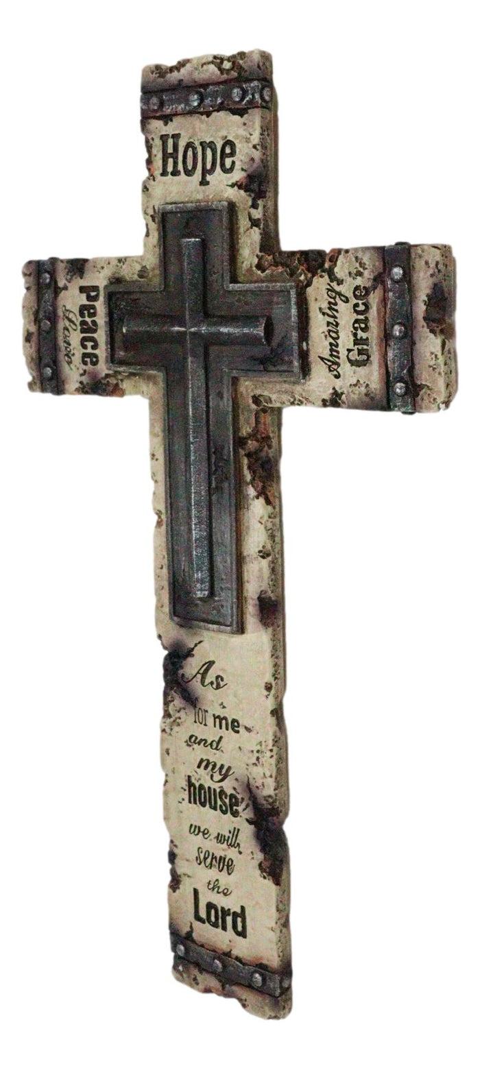 Rustic Western Christian Love Hope Peace Amazing Grace Bible Verse Wall Cross