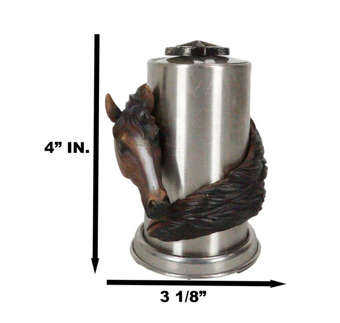 Rustic Western Country Chestnut Horse Horseshoe Spring Barrel Toothpick Holder