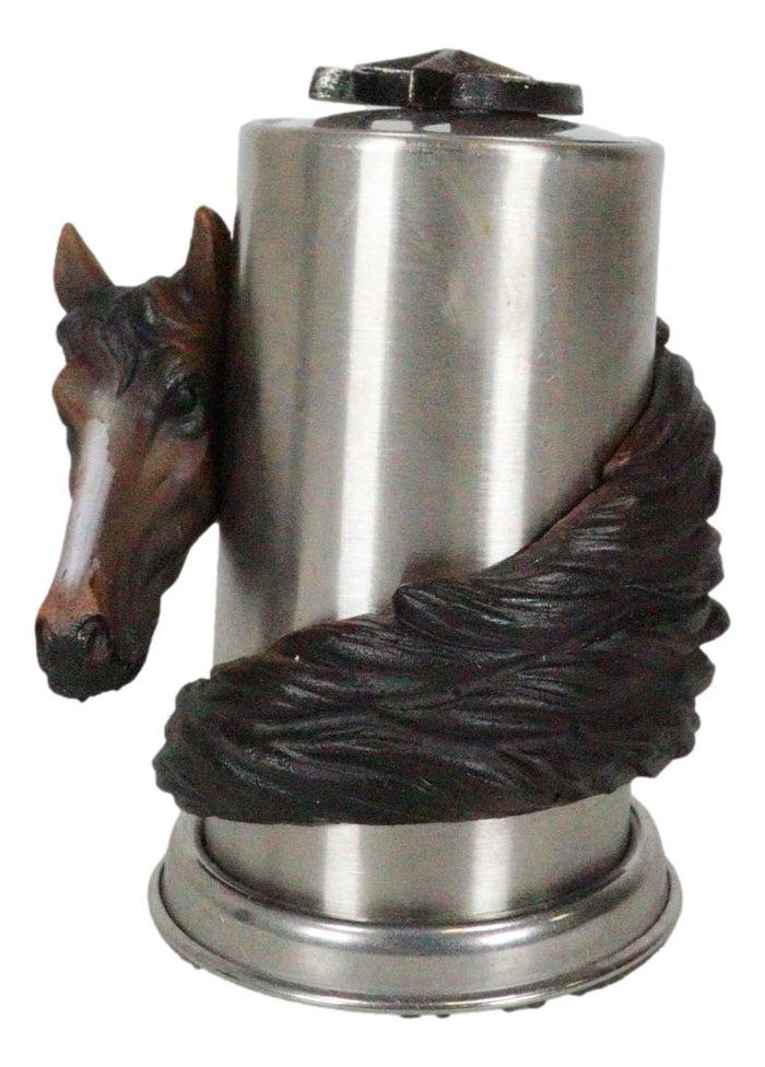 Rustic Western Country Chestnut Horse Horseshoe Spring Barrel Toothpick Holder