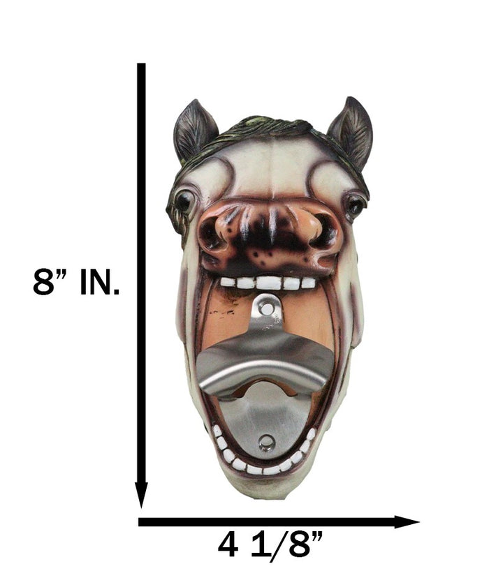 Rustic Western Country Farm Comical Neighing White Horse Wall Bottle Opener