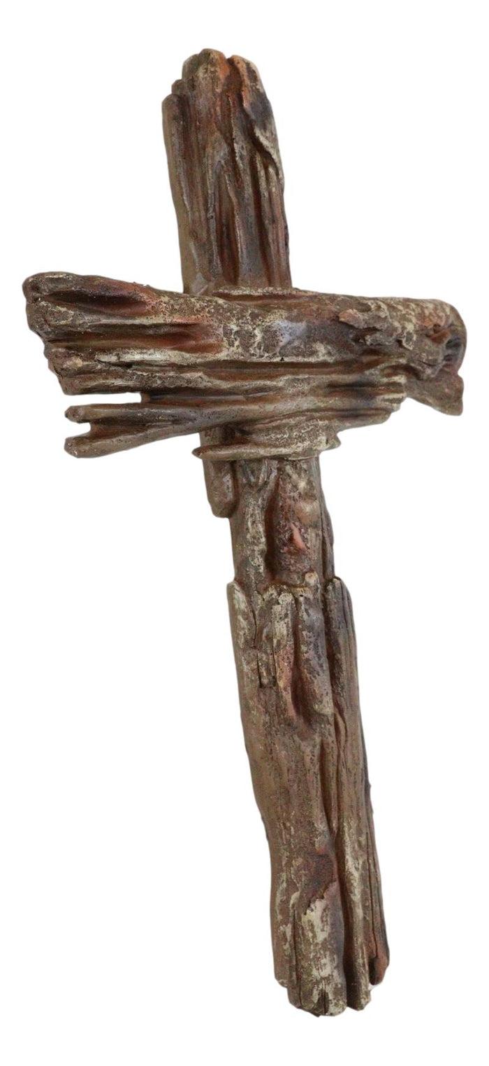 Rustic Western Country Rugged Faux Driftwood Distressed Wood Wall Cross Plaque