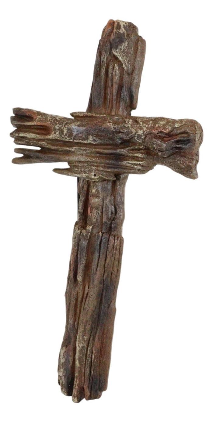 Rustic Western Country Rugged Faux Driftwood Distressed Wood Wall Cross Plaque