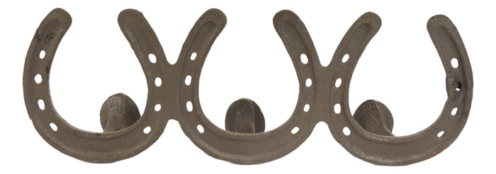 Rustic Western Cowboy 3 Horseshoes And Nail Spikes Coat Key Hat Leash Wall Hooks
