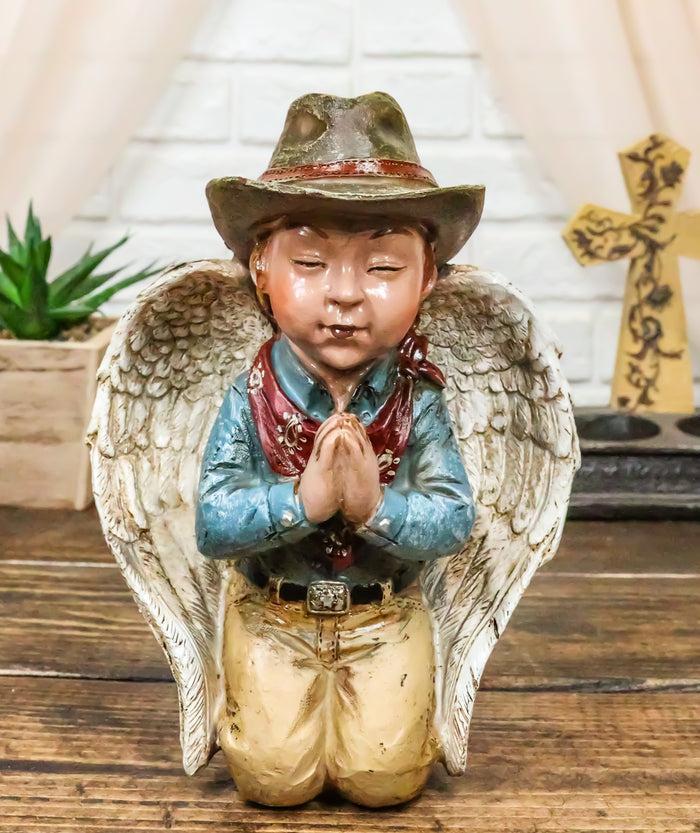 Rustic Western Cowboy Angel Wearing Hat And Red Scarf Praying Figurine Rustic Western Cowboy Angel Wearing Hat And Red Scarf Praying Figurine