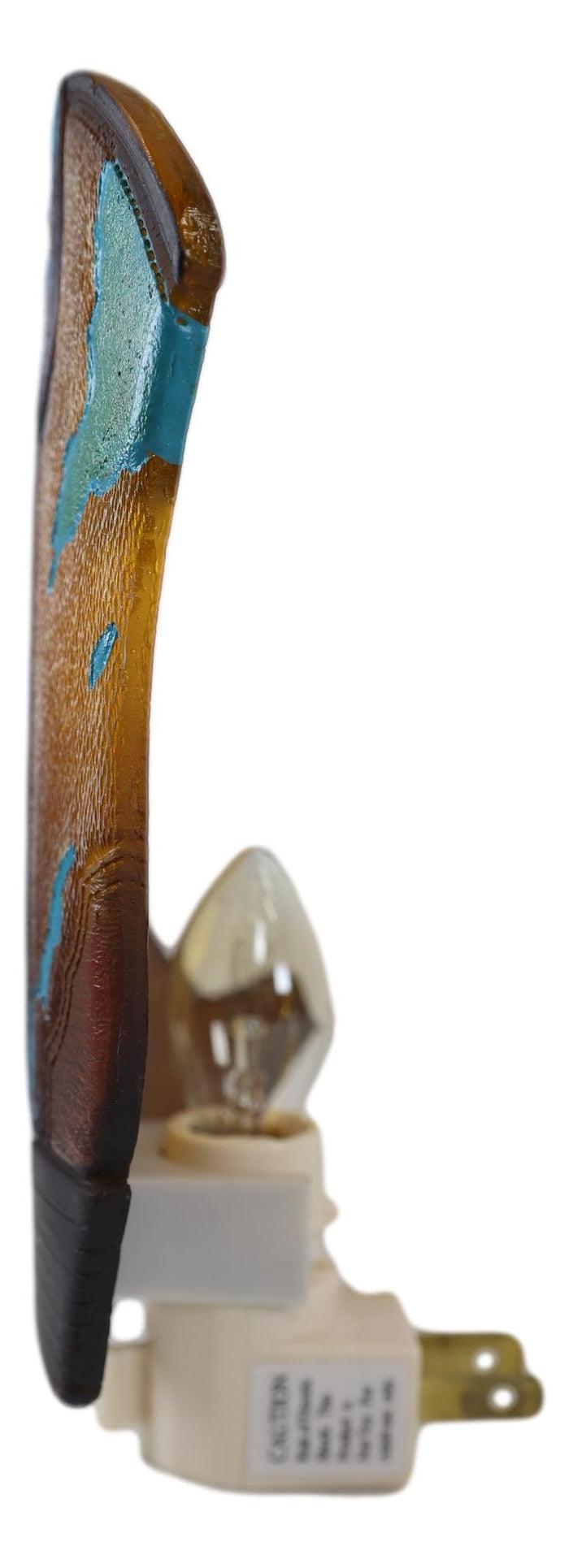 Rustic Western Cowboy Boot Turquoise Cowskin Design Wall Plug In LED Night Light
