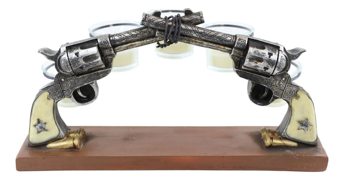 Rustic Western Cowboy Dueling Six Shooter Revolver Guns 5 Votive Candle Holders