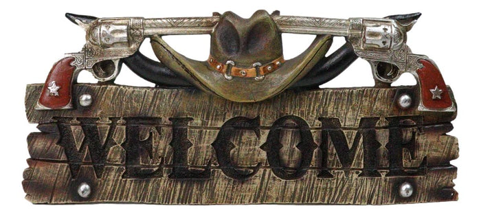 Rustic Western Cowboy Hat With Dual Pistols Welcome Sign Wall Decor Plank Rustic Western Cowboy Hat With Dual Pistols Welcome Sign Wall Decor Plank
