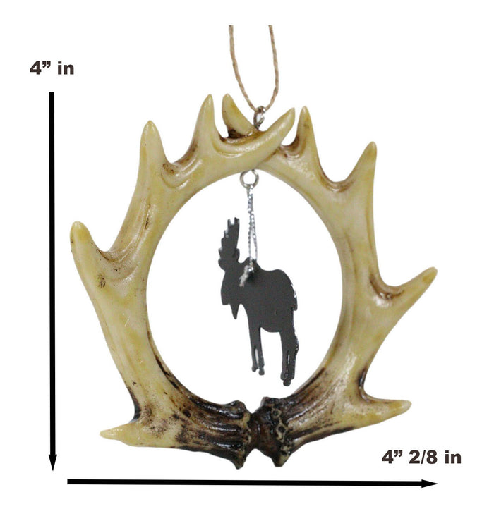 Rustic Western Deer Antlers Emperor Moose Set Of 2 Christmas Tree Ornaments