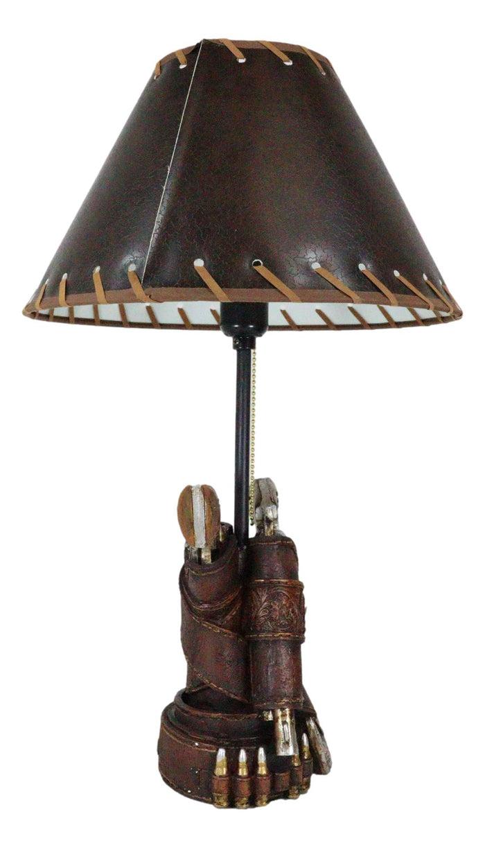 Rustic Western Double Six Shooter Gun Pistols In Holsters Cowboy Belt Table Lamp