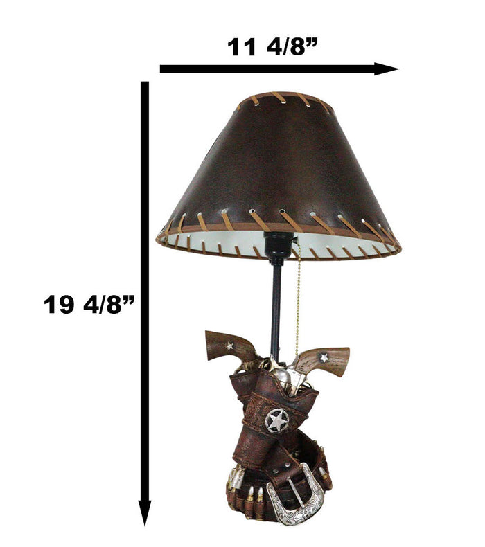 Rustic Western Double Six Shooter Gun Pistols In Holsters Cowboy Belt Table Lamp