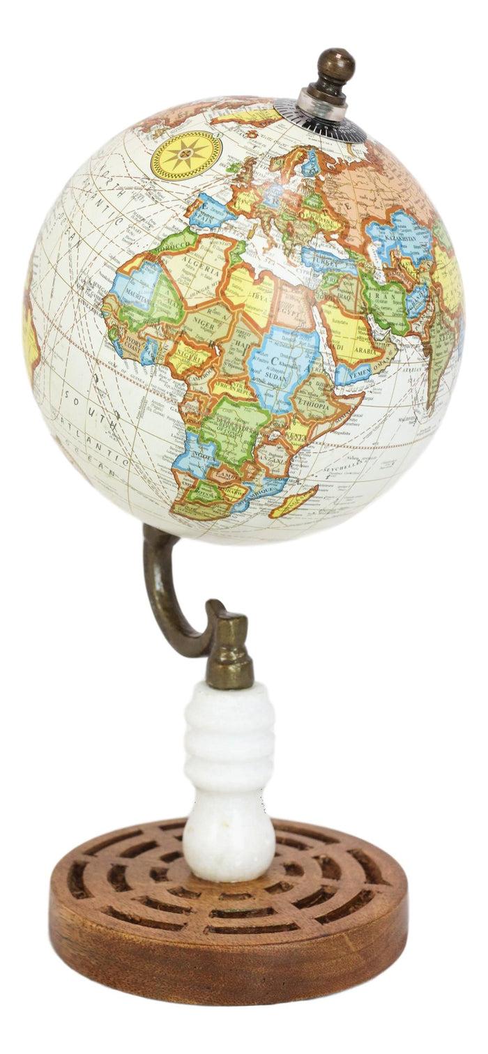 Rustic Western Farmhouse World Atlas Map Globe Desktop Standing Decor Accent 10"