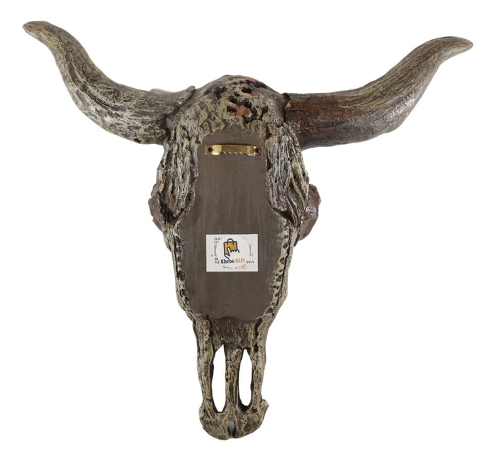 Rustic Western Faux Driftwood Steer Bison Bull Cow Skull Wall Decor Plaque