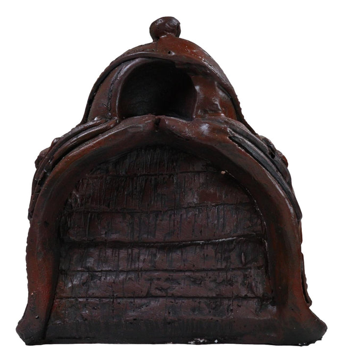 Rustic Western Faux Leather Cowboy Horse Saddle Decorative Planter Or Vase Decor