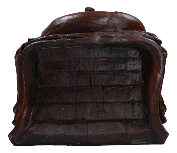 Rustic Western Faux Leather Cowboy Horse Saddle Decorative Planter Or Vase Decor