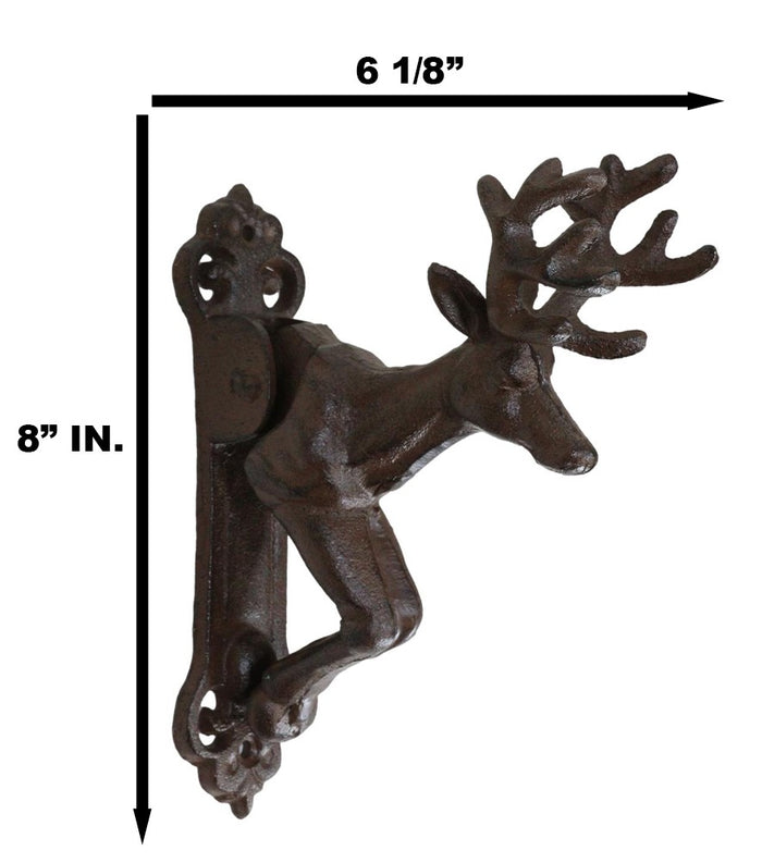 Rustic Western Forest Stag Elk Deer Head Cast Iron Door Knocker Cabin Lodge