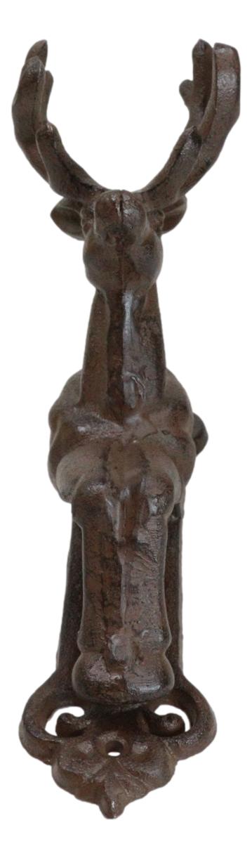 Rustic Western Forest Stag Elk Deer Head Cast Iron Door Knocker Cabin Lodge